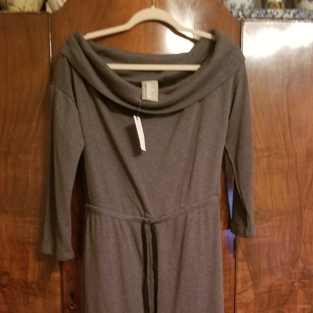 Anthropologie Gray Midi Dress with Cowl Neck